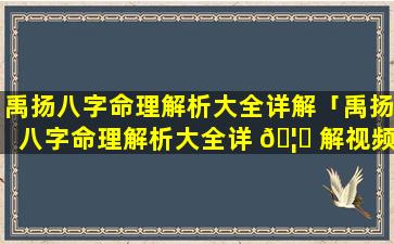 禹扬八字命理解析大全详解「禹扬八字命理解析大全详 🦍 解视频」